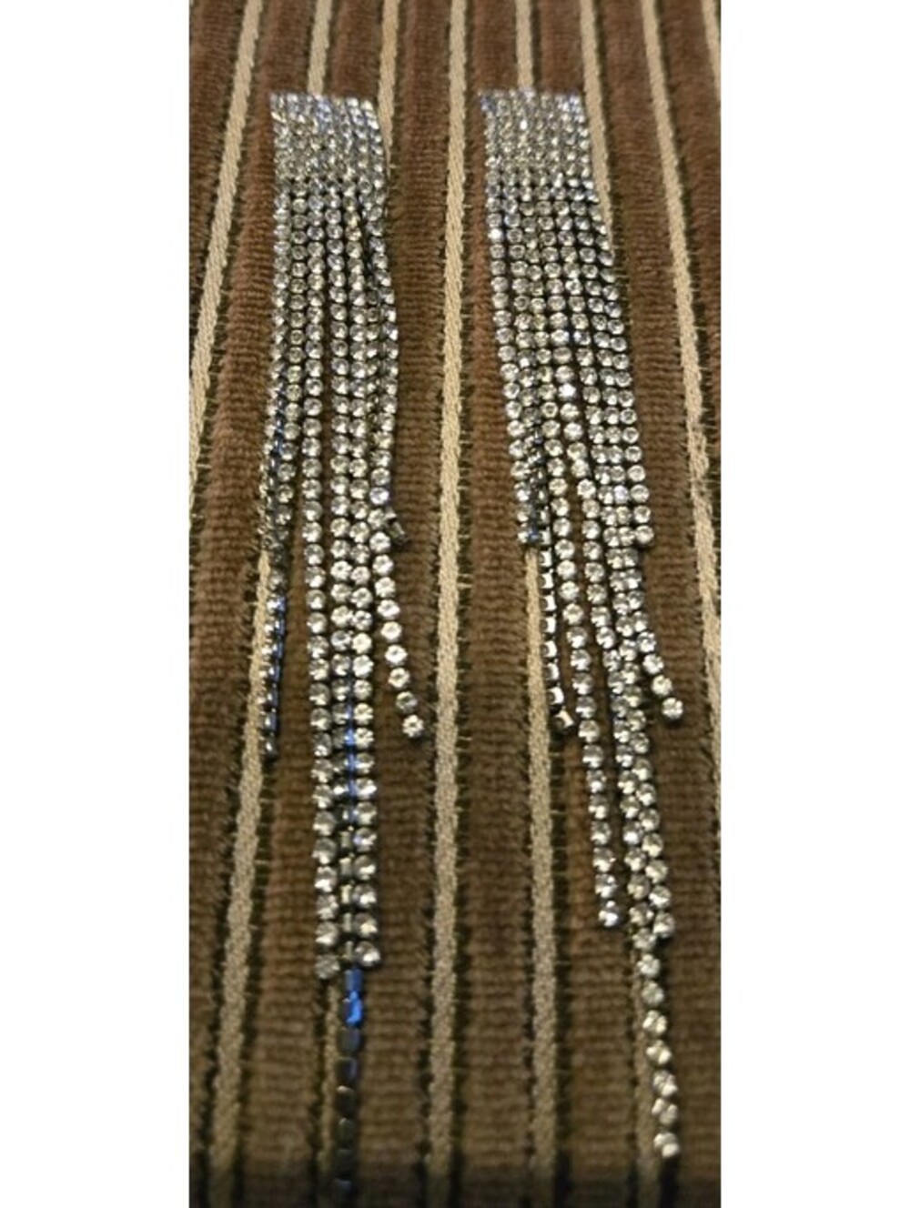 Silvertone 5" Crystal Formal Prom Party Evening Pageant Earrings